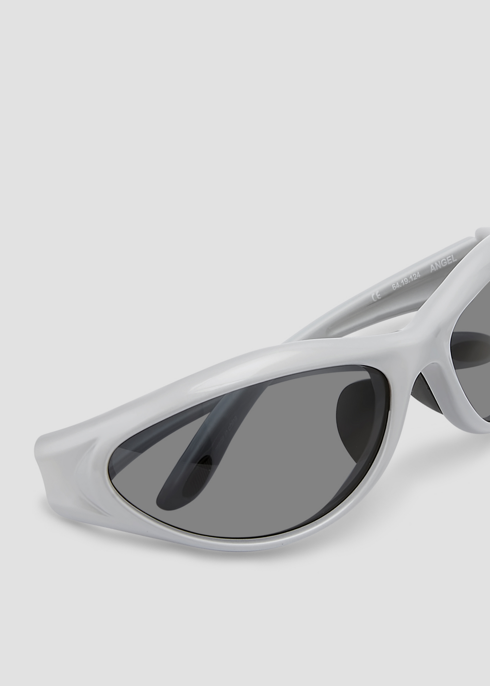 Bonnie Clyde Angel aviator opticals in silver TR90 with black lenses, close up detail view.