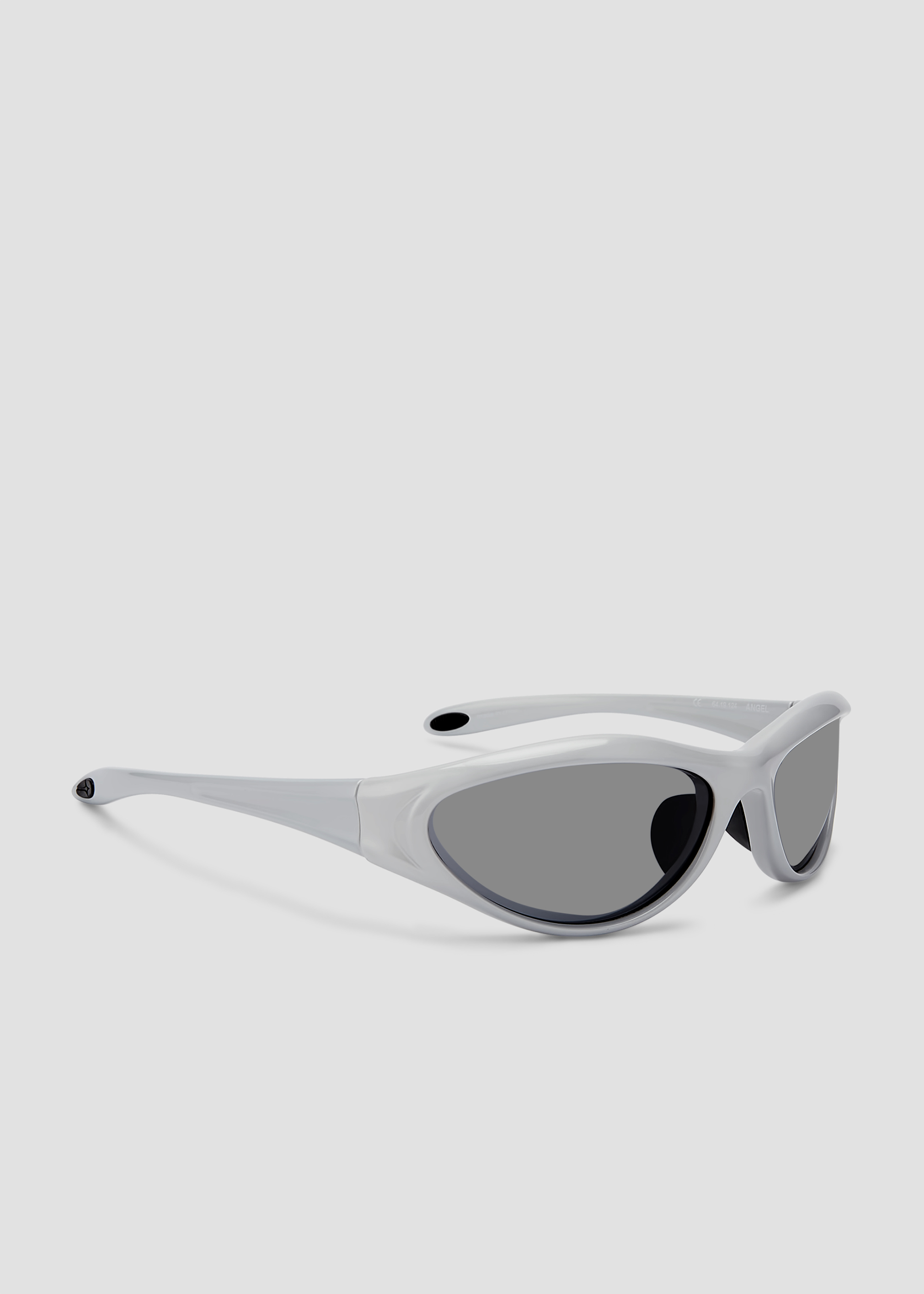 Bonnie Clyde Angel aviator opticals in silver TR90 with black lenses, quarter view.